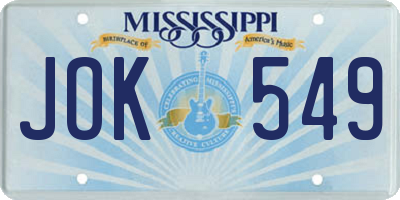 MS license plate JOK549