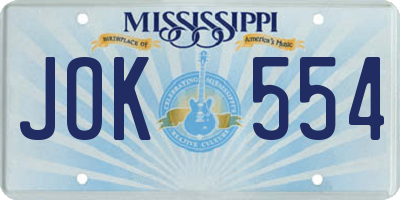 MS license plate JOK554