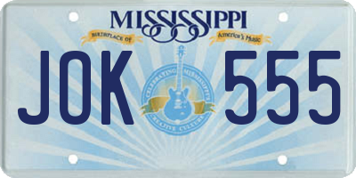 MS license plate JOK555