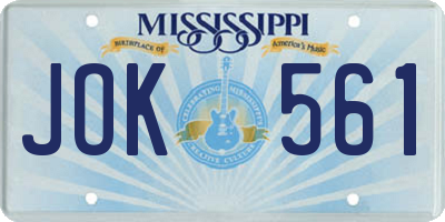 MS license plate JOK561