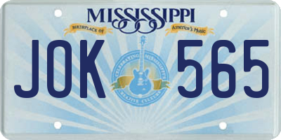 MS license plate JOK565