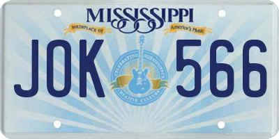 MS license plate JOK566