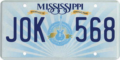 MS license plate JOK568
