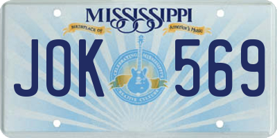 MS license plate JOK569