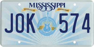 MS license plate JOK574