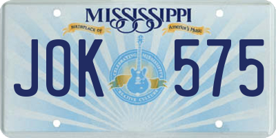MS license plate JOK575