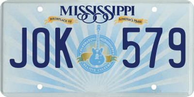 MS license plate JOK579