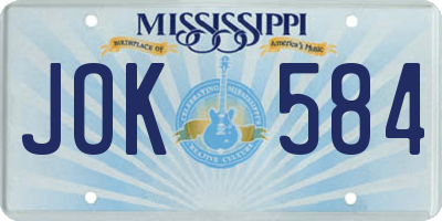 MS license plate JOK584