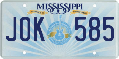 MS license plate JOK585