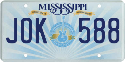 MS license plate JOK588