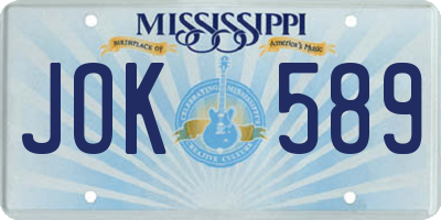 MS license plate JOK589