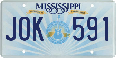 MS license plate JOK591