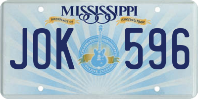 MS license plate JOK596