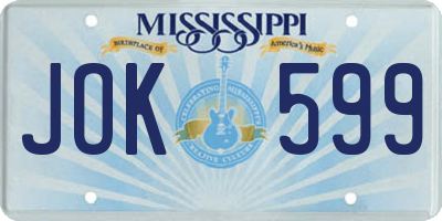 MS license plate JOK599