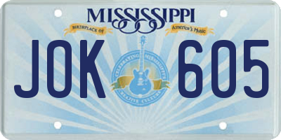 MS license plate JOK605