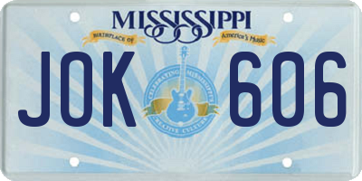 MS license plate JOK606