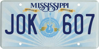 MS license plate JOK607