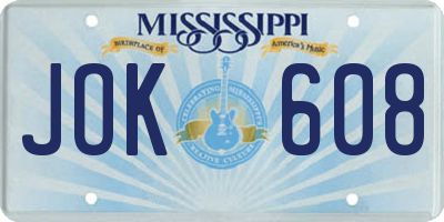 MS license plate JOK608