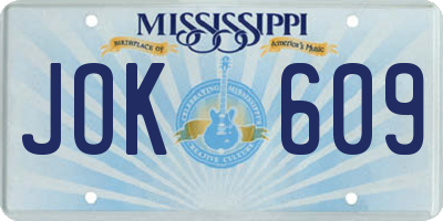 MS license plate JOK609