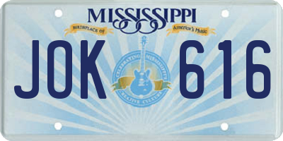 MS license plate JOK616