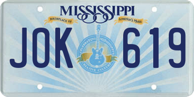 MS license plate JOK619