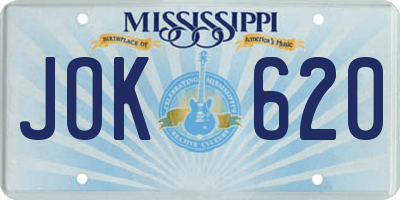 MS license plate JOK620