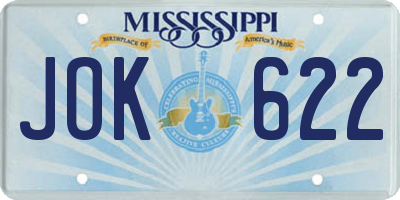 MS license plate JOK622