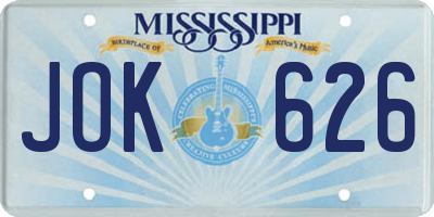 MS license plate JOK626
