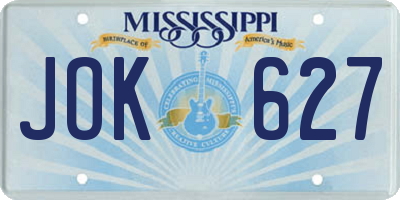 MS license plate JOK627