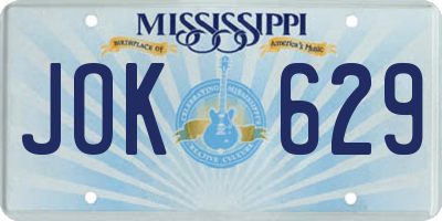 MS license plate JOK629