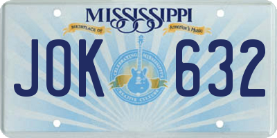 MS license plate JOK632
