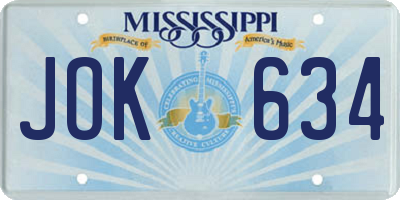 MS license plate JOK634