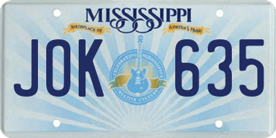 MS license plate JOK635