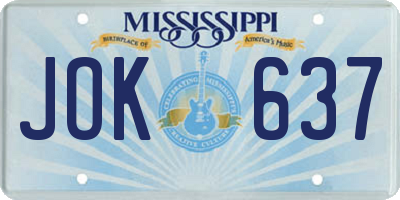 MS license plate JOK637