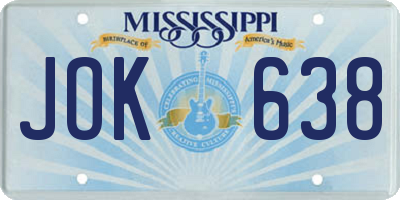 MS license plate JOK638