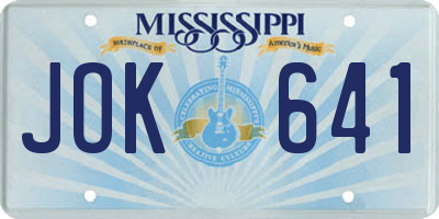 MS license plate JOK641