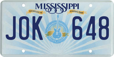 MS license plate JOK648