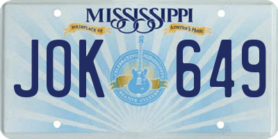 MS license plate JOK649