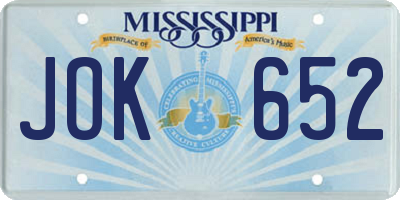 MS license plate JOK652