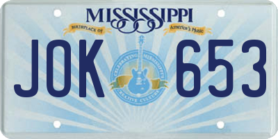 MS license plate JOK653