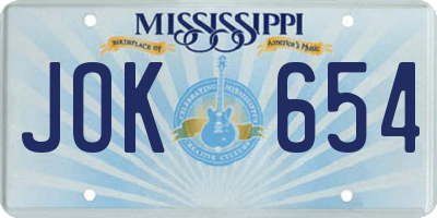 MS license plate JOK654