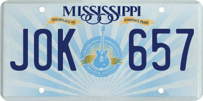 MS license plate JOK657
