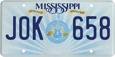 MS license plate JOK658