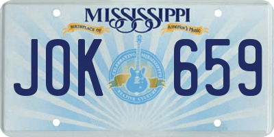MS license plate JOK659