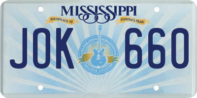 MS license plate JOK660