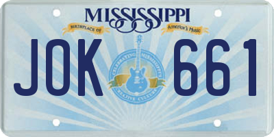MS license plate JOK661