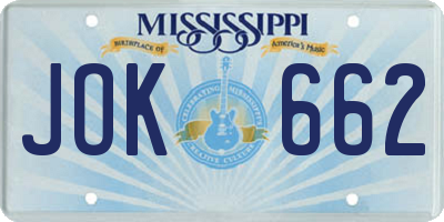 MS license plate JOK662
