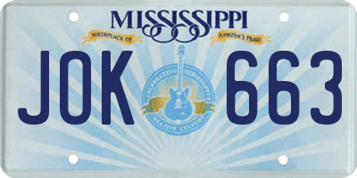 MS license plate JOK663