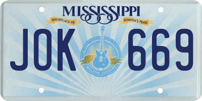 MS license plate JOK669