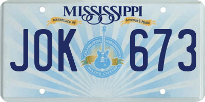 MS license plate JOK673